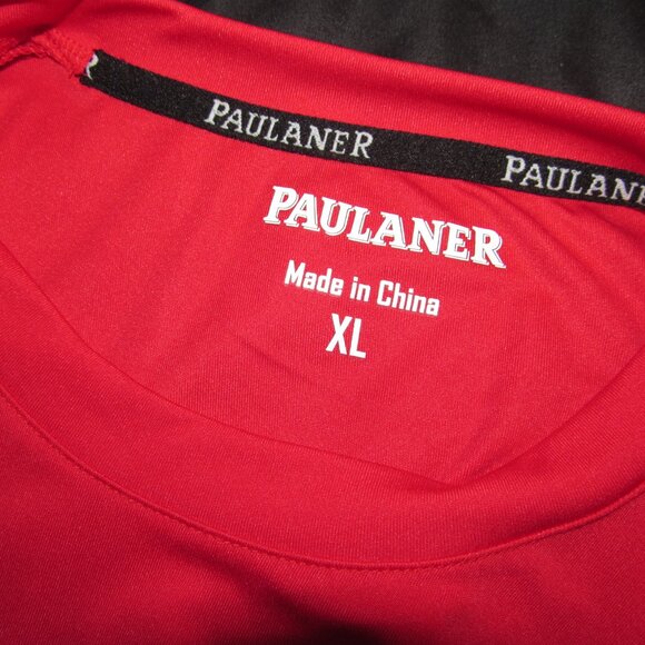 NEW Mens Paulaner Munchen Beer Red and White Jersey T-Shirt Size XL + Scarf - Picture 3 of 5